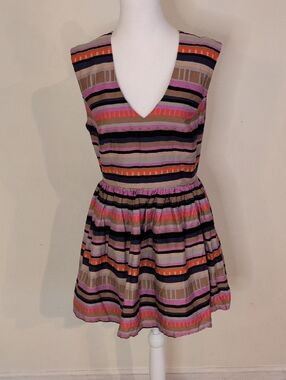 Y2K Striped V-Neck Sleeveless Mini Dress